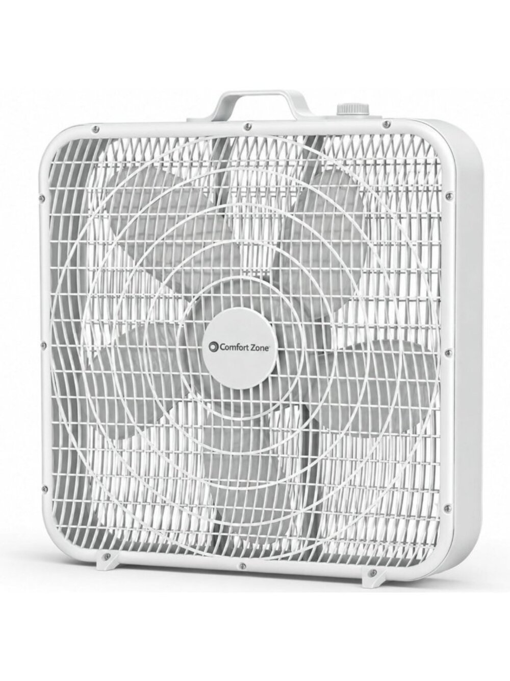20" 3-Speed Box Fan with Carry Handle, Full-Force Air Circulation, White Noise